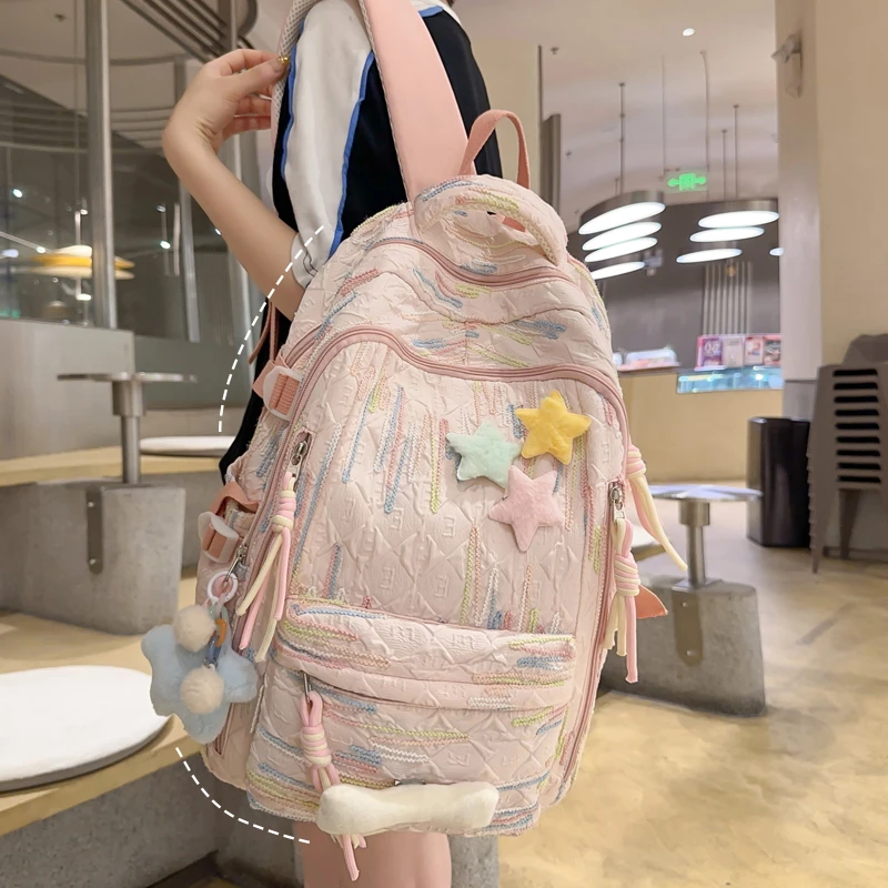 高颜值书包女初中生可爱少女系高中生大容量双肩包小学生轻便背包
