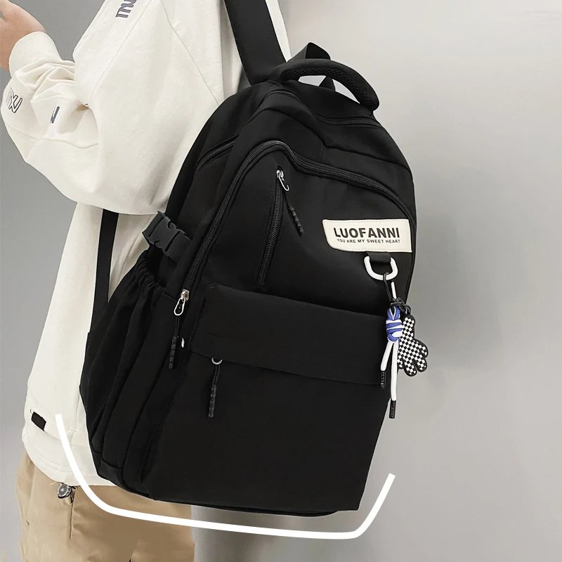 简约书包男女大学生潮流ins风中学生初中高中生大容量双肩包旅行