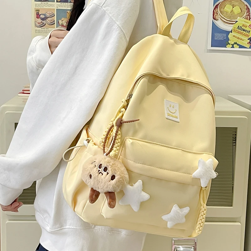 书包女大学生小众设计感星星日系甜美少女系双肩包休闲包中学生