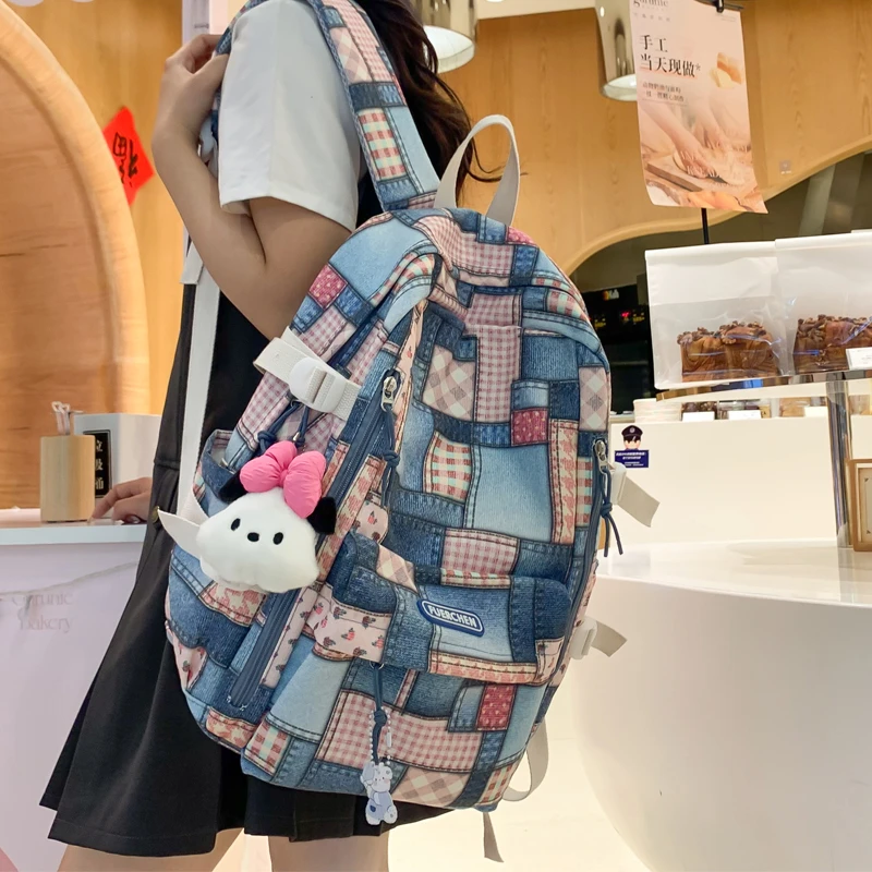 小众书包女帆布透气大容量初中生高中生双肩包森系少女大学生休闲