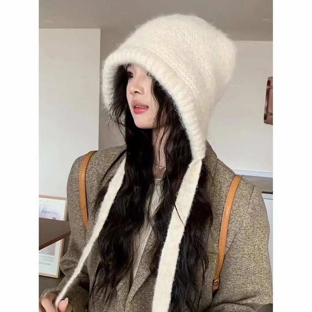 【冬日帽业】包帽一体毛线帽雷锋冬季巴拉克保暖护耳拉法帽毛绒