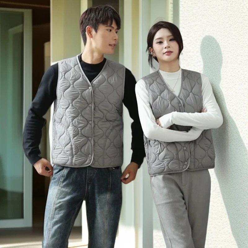 羊毛保暖马甲大码男女情侣款轻薄马甲修身双面穿无袖保暖背心马夹