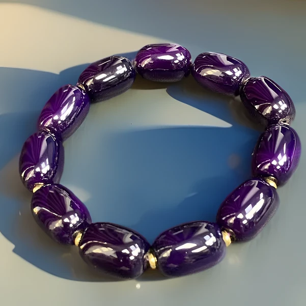 天然皇家紫玛瑙玉手串13MM*18高端玉化精美珠宝手链单圈