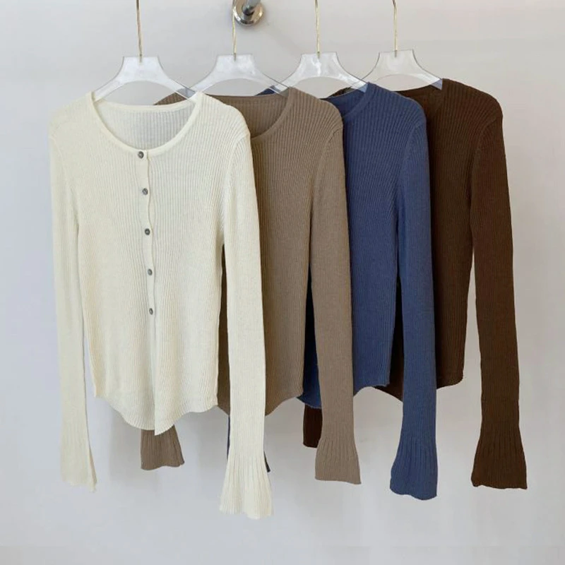 ZZS4240 秋款 韩系时髦显瘦不规则设计洋气坑条针织衫 53-60