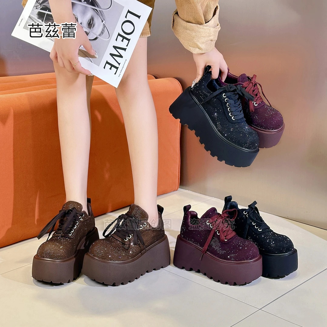 【漠河舞厅】欧货满钻松糕厚底乐福鞋女2024秋冬新款时尚超高跟潮鞋