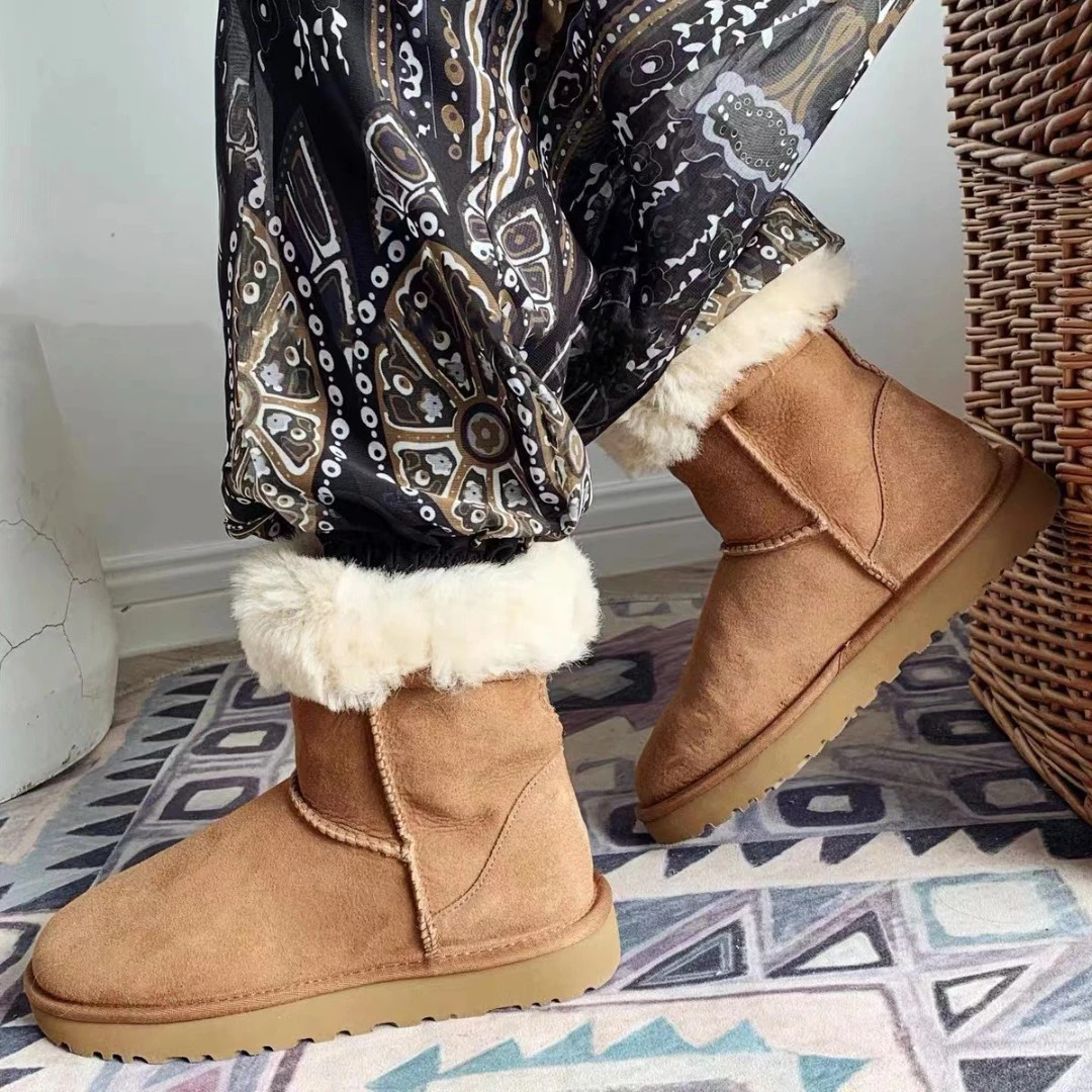 靴乡皮毛一体厚羊皮毛一体中筒2025冬季防滑保暖显瘦短靴5825