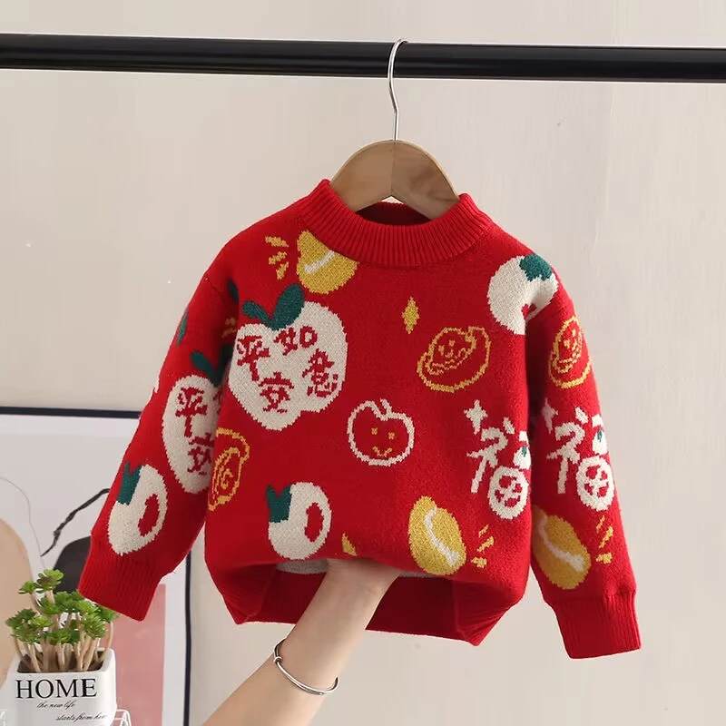 儿童毛衣2023秋冬新款套头加厚针织衫中小童宝宝打底衫线衣