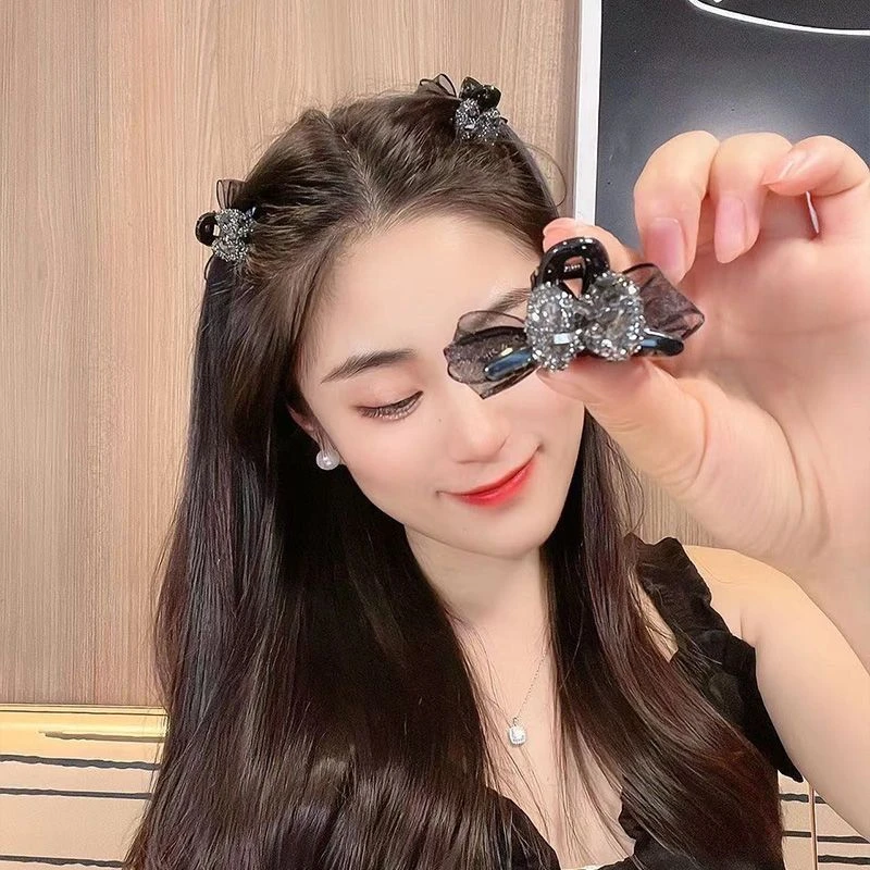双面蝴蝶结小抓夹网纱夹子头饰公主头发夹女高级感侧边刘海夹顶夹