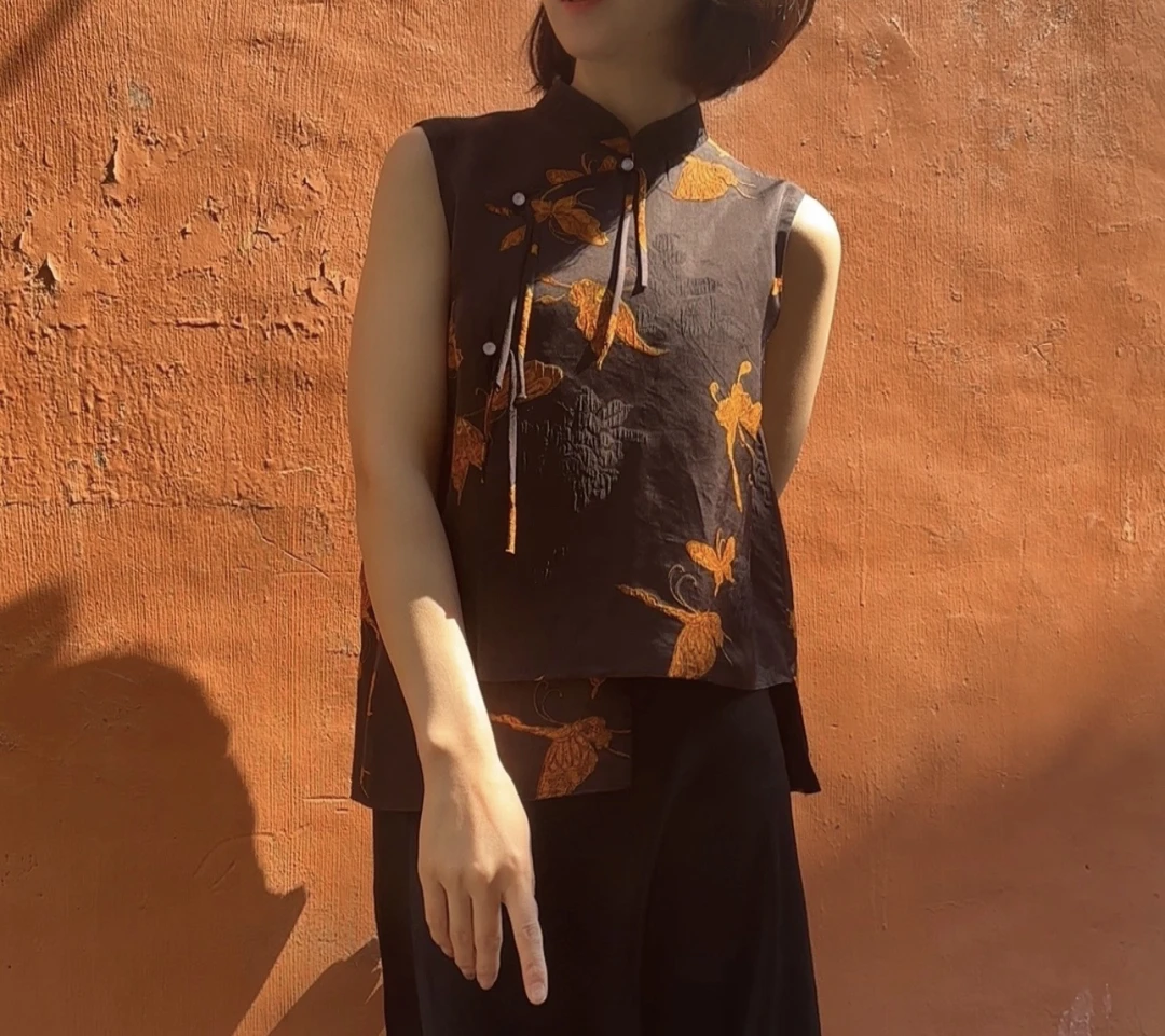 国风款设计师百搭花色马甲