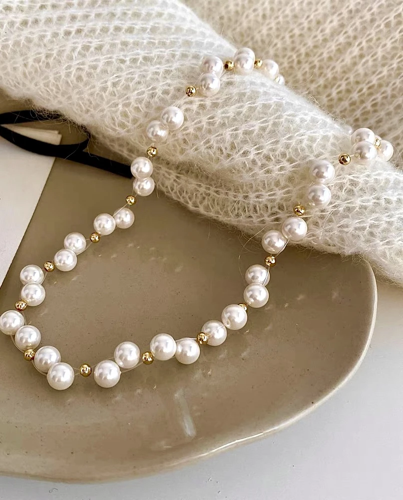 钛钢仿珍珠项链 高级感气质满天星锁骨项链