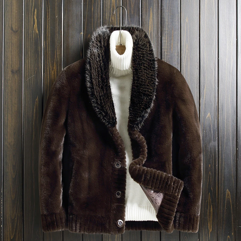 【阿文严选】JM2271海宁男士冬季新款加厚双面穿青果领夹克外套