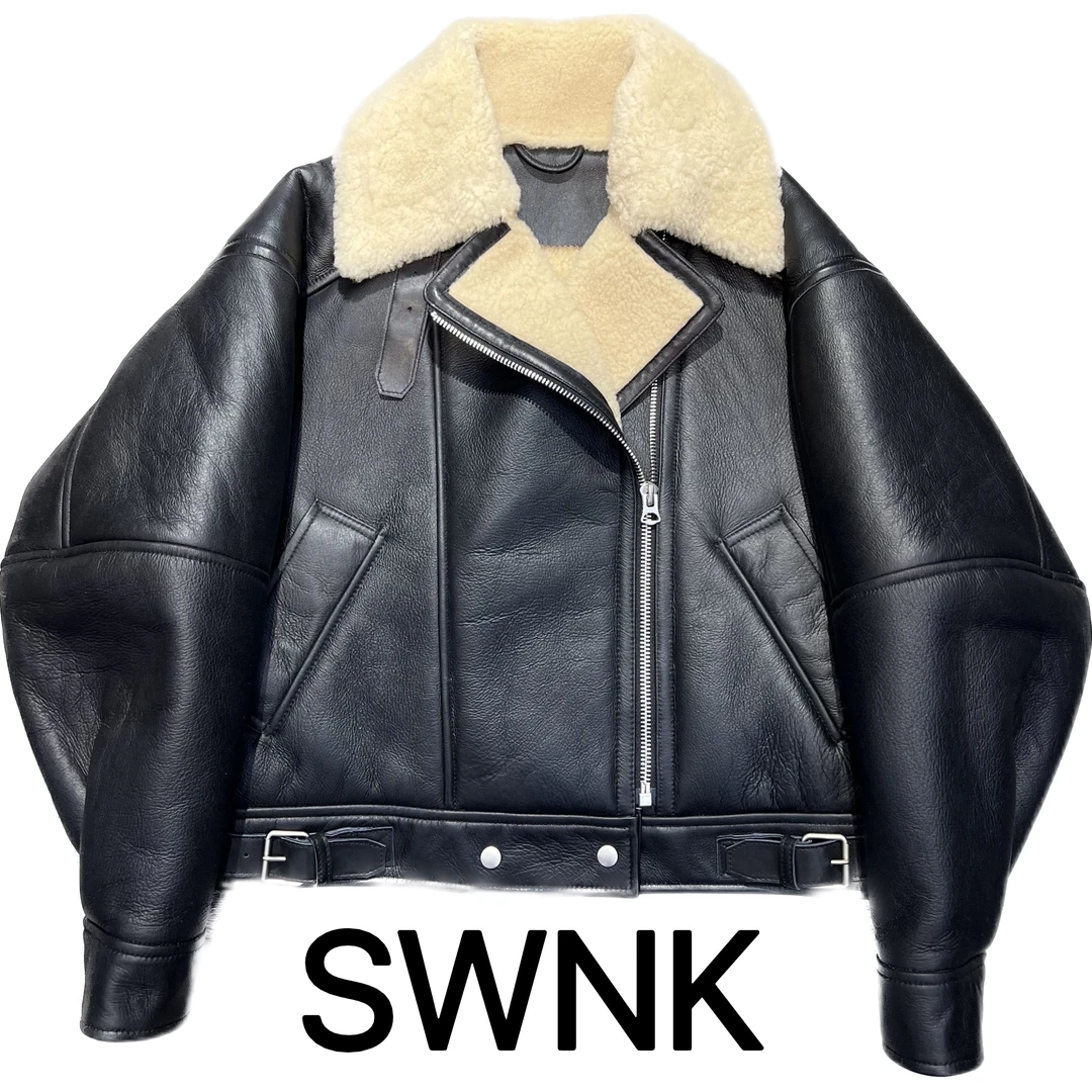 Acn家经典百搭时尚洋气立体剪裁袖子机车秋冬冬款皮毛一体