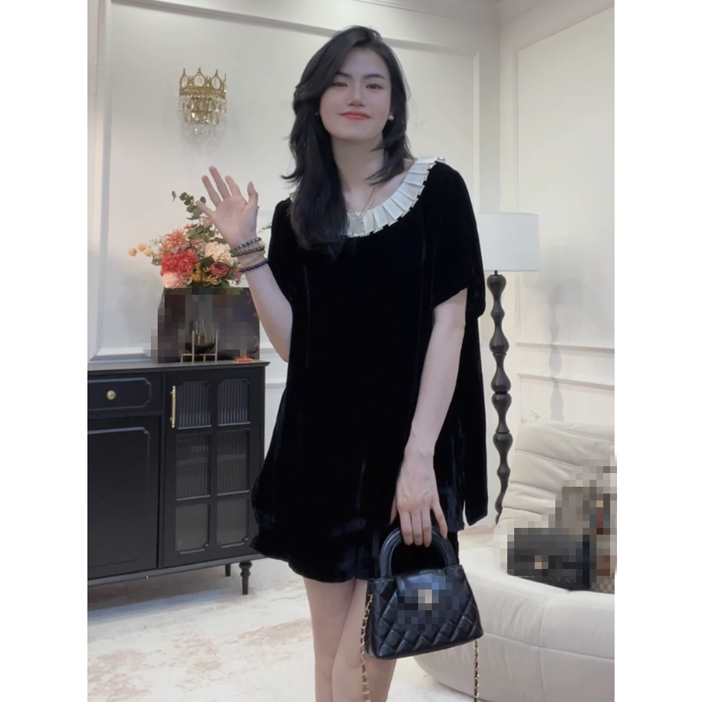 【极简时装周】上衣+短裤两件套~夏季设计师款撞色压褶领子套装