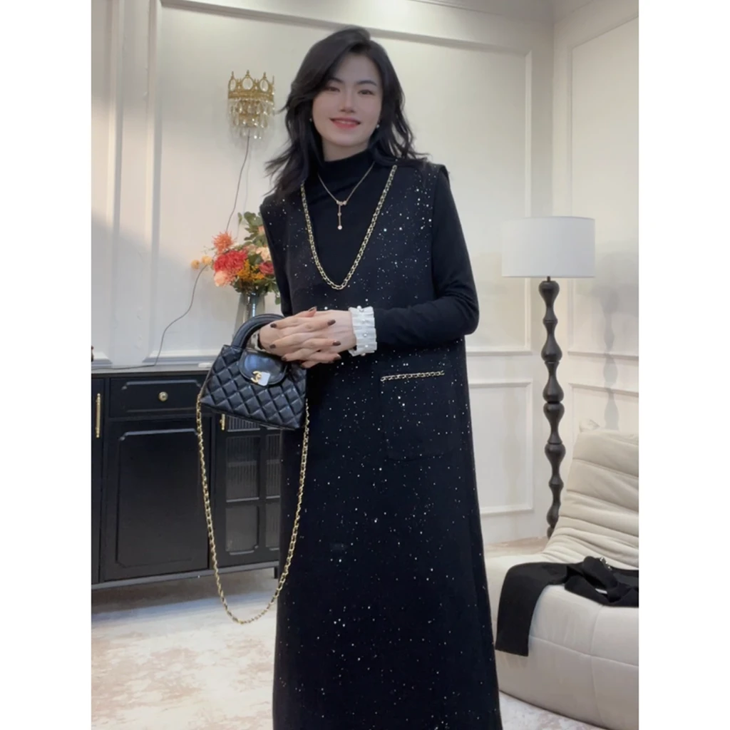 【格利佛】时髦气质撒银高级感背心裙女