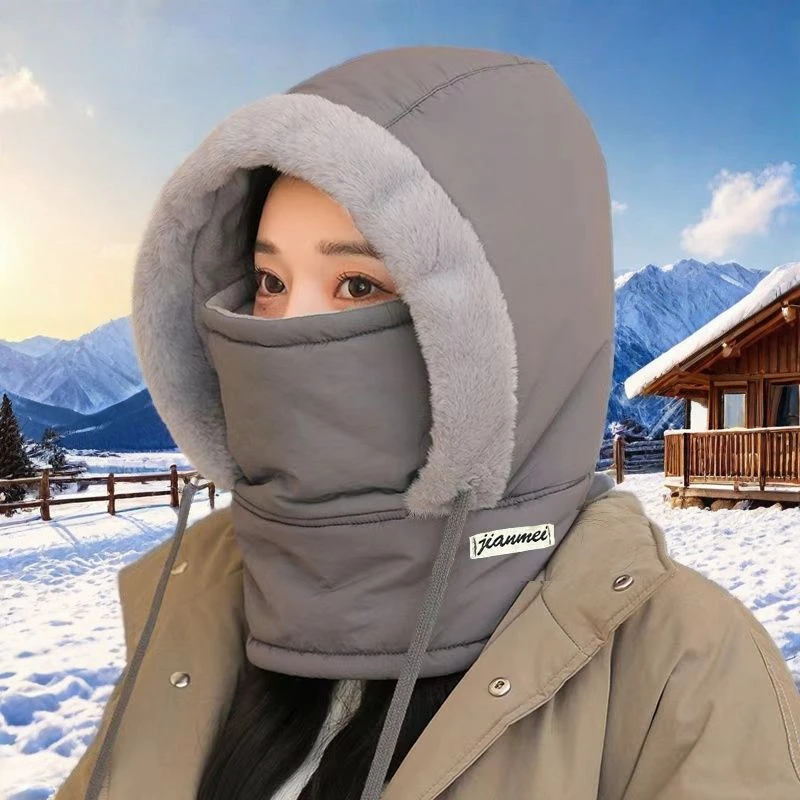冬季保暖雷锋帽子加绒加厚防寒面罩围脖一体帽户外防风骑行包头帽