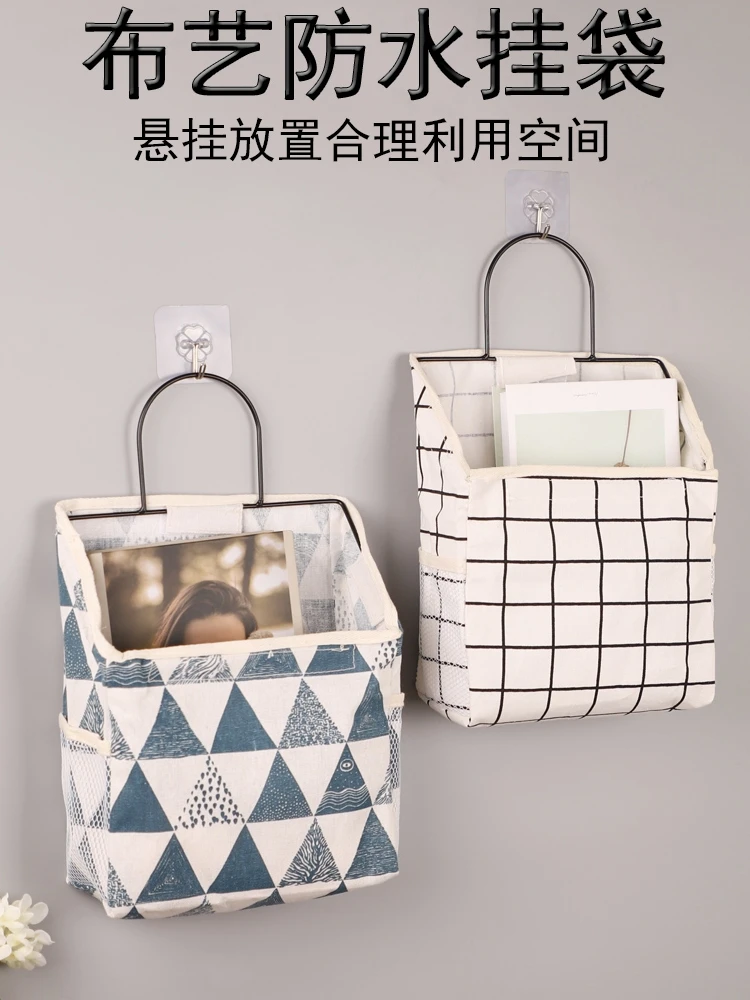 布艺收纳挂袋壁挂墙挂式宿舍墙上储物袋门后浴室挂衣袋神器置物袋