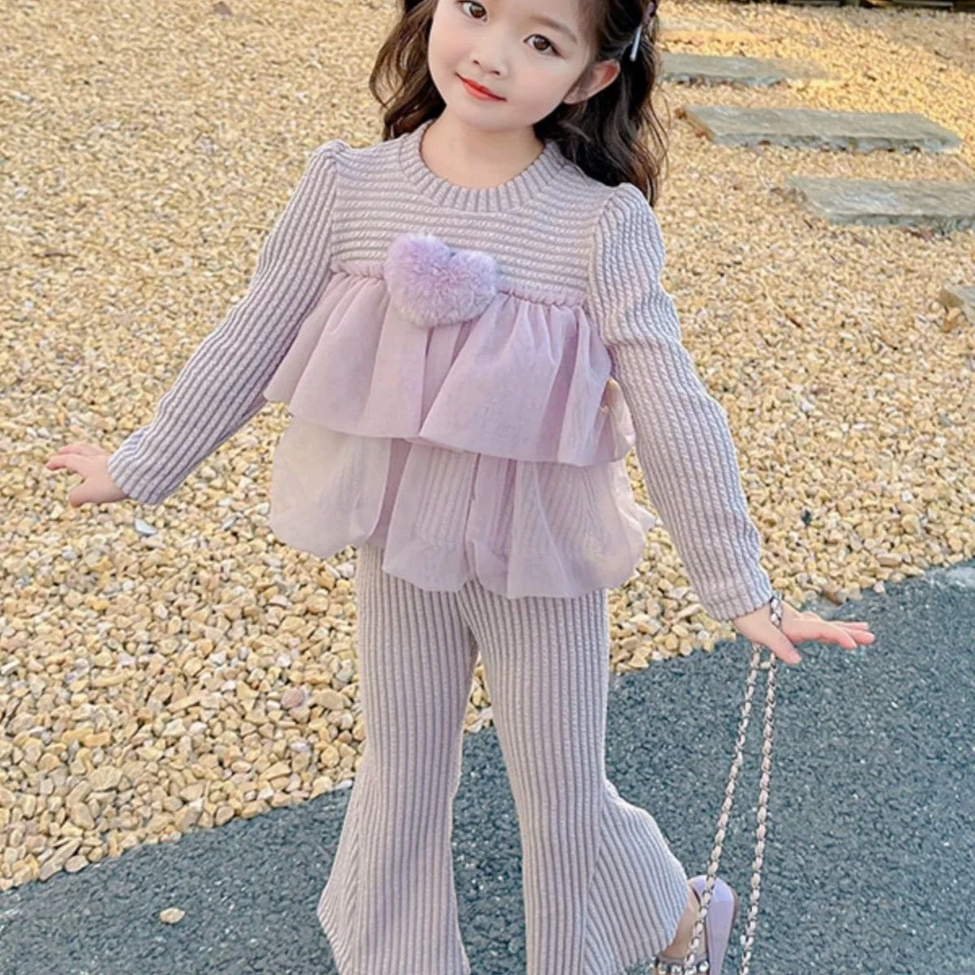 女童秋季套装2025新款儿童宝宝春秋洋气时髦喇叭裤秋装炸街两件套