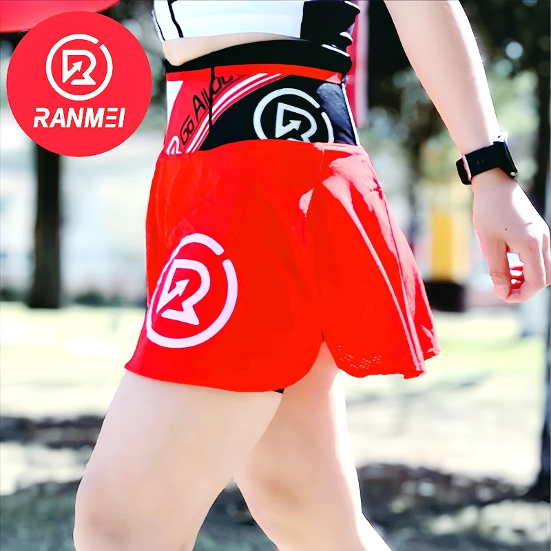 冉玫 马拉松竞速假两件三分裤速干透气健身瑜伽男女同款双层宽松