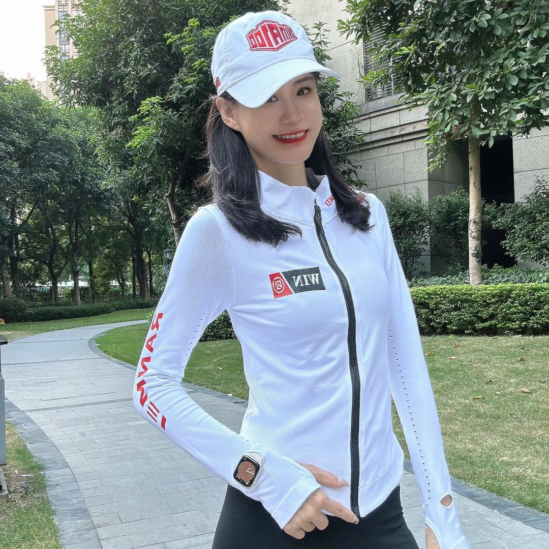 冉玫薄款压缩立领拉链衫网球服户外运动跑步防风衫长袖骑行时尚