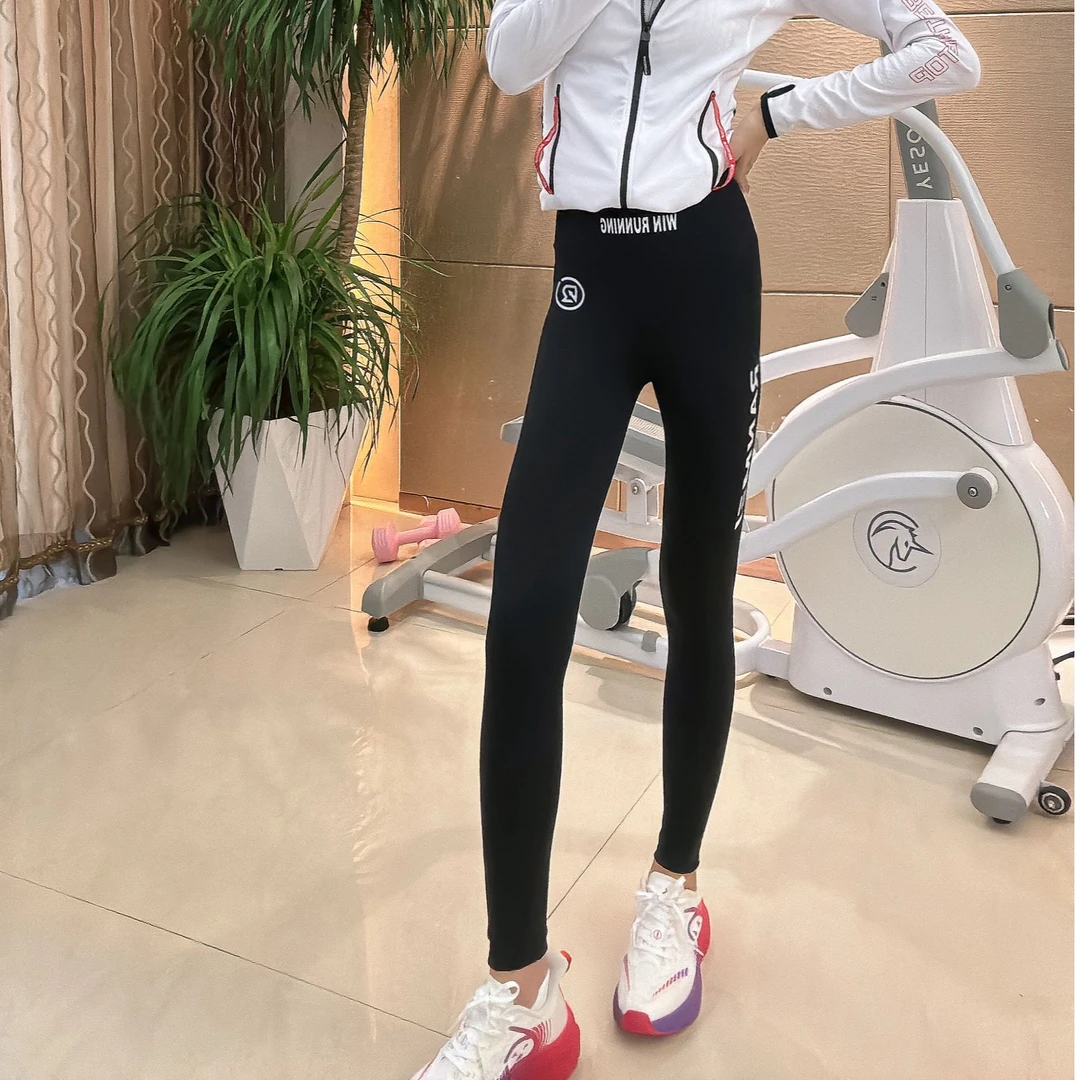 男女压缩九分裤新款印花越野跑步马拉松透气速干瑜伽健身时尚外穿