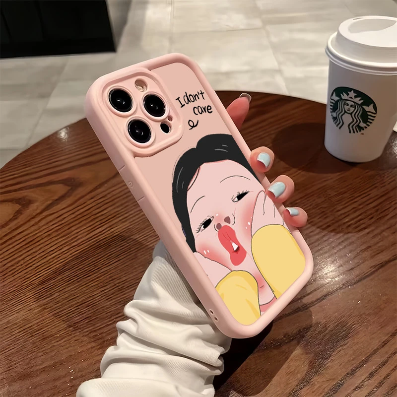 嘟嘴女孩14promax手机壳苹果15promax/1113/xr高端情侣全包硅胶壳