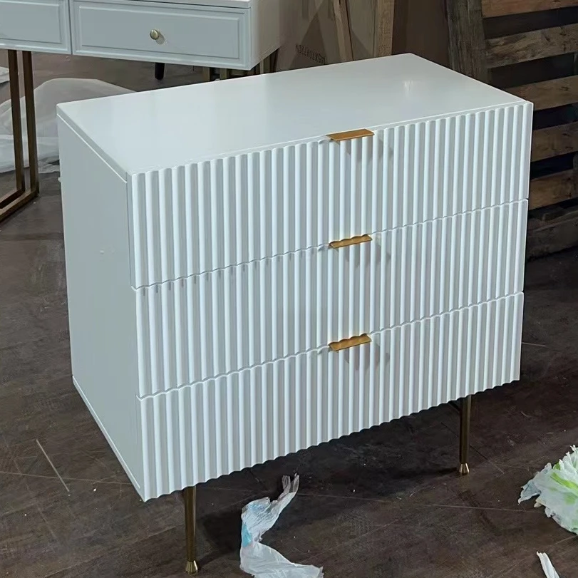 C02#76x40x80cm白色三斗柜【不包安装】创意简约白色斗柜边柜储物