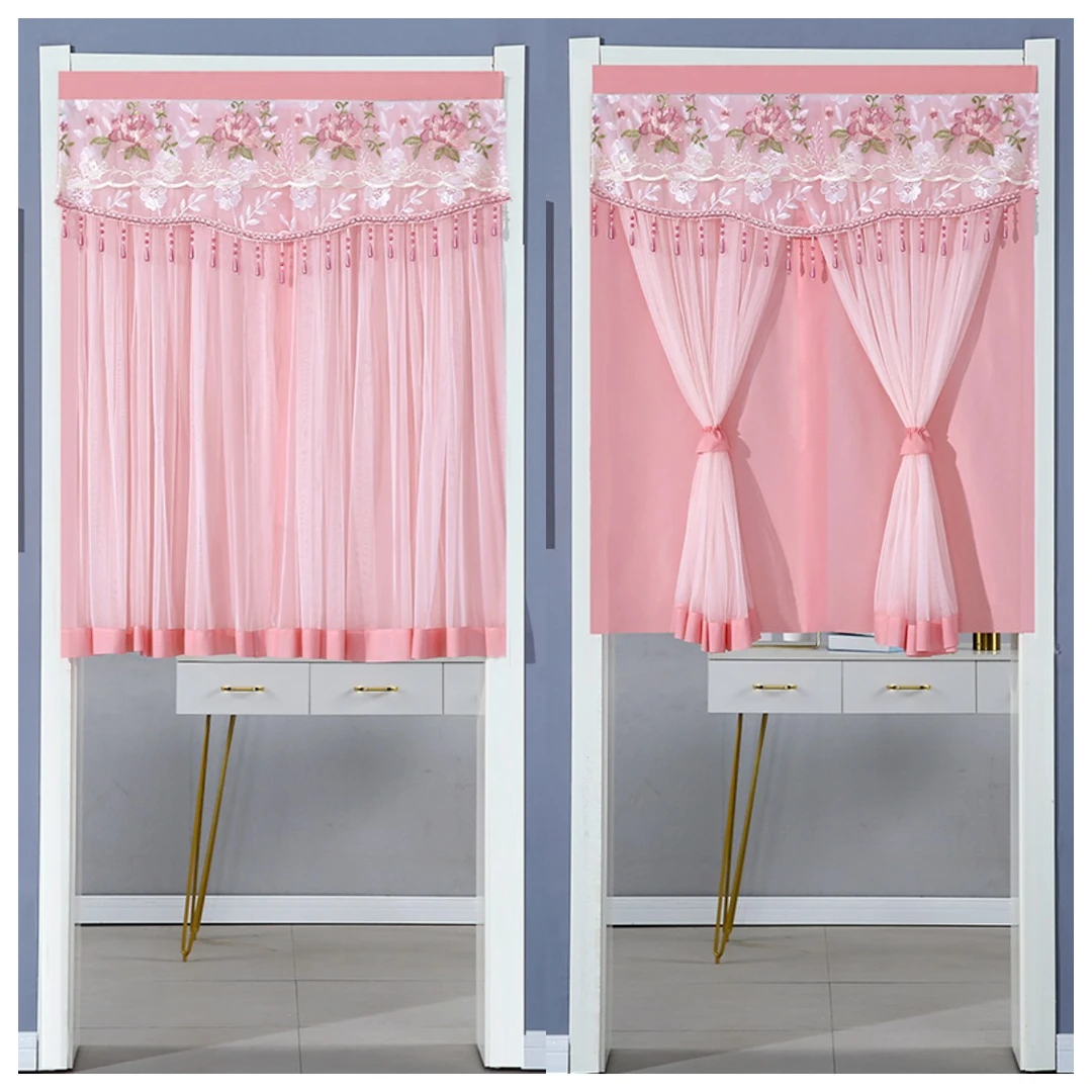 家用遮光免打孔双层卧室装饰隔断帘半截门帘