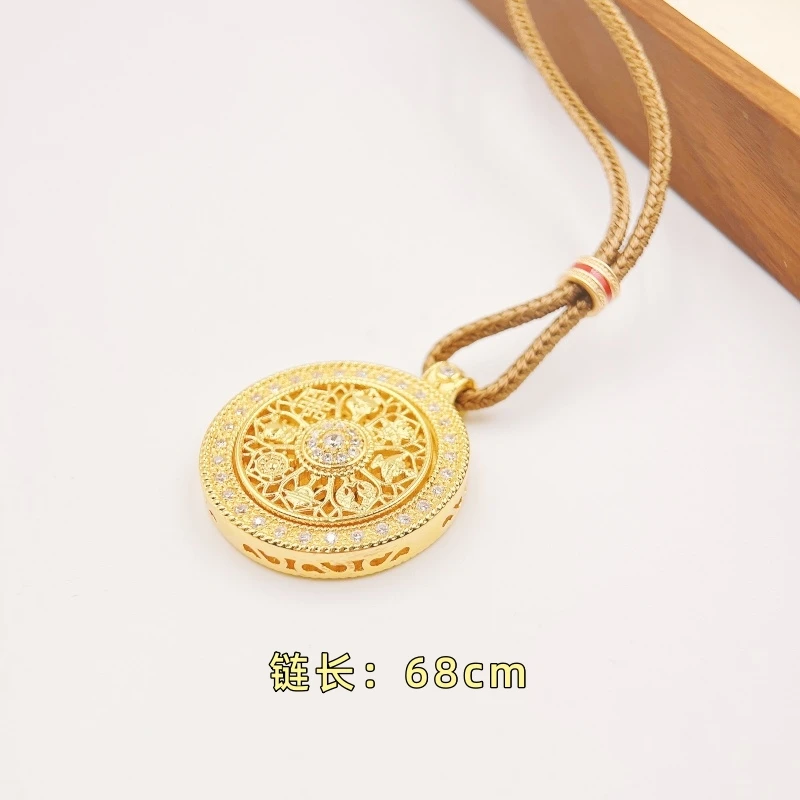 铜合金布艺项链 【1609】八宝罗盘毛衣链