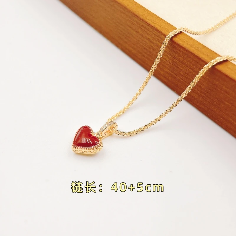 铜合金项链 【1723】【一见倾心】AB面桃心吊坠项链