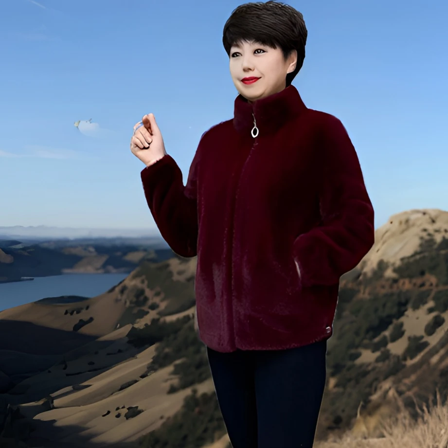 云感绒女式冬季加厚外套  高档立领一体绒保暖厚上衣外套（HQ立领）