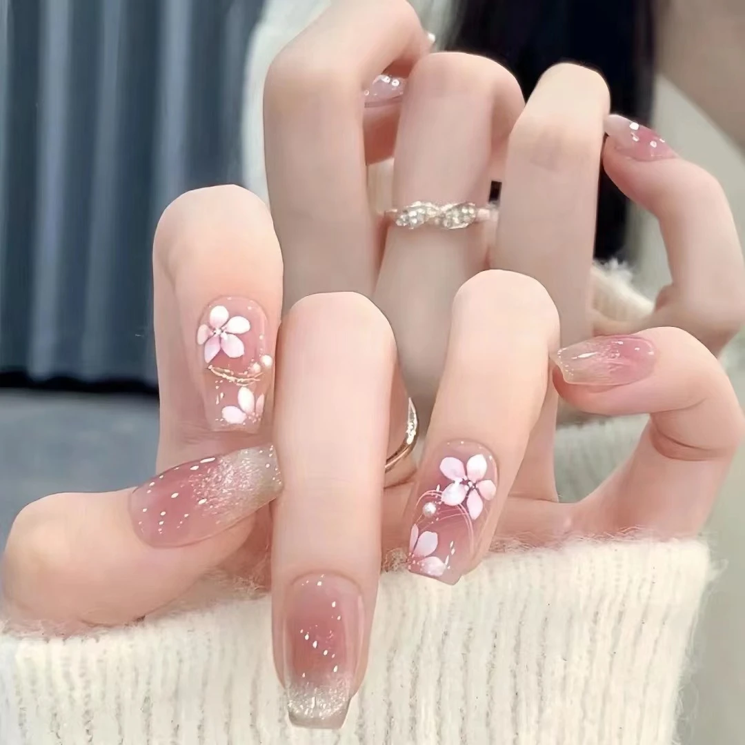 M29晶石桃花小珍珠显白百搭穿戴美甲