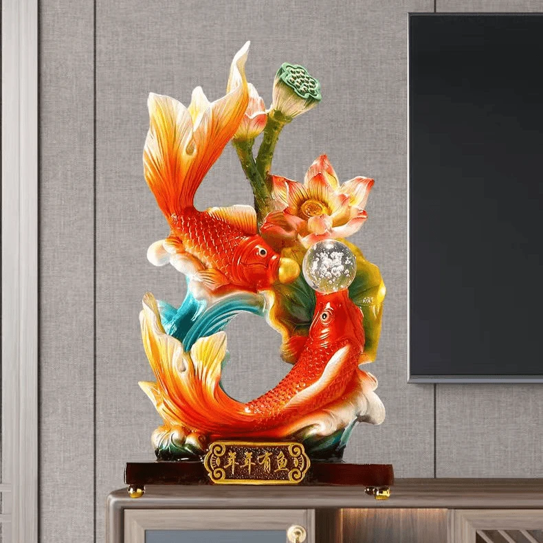 新款年年有余摆件金鱼摆设双鱼酒柜博古架电视柜装饰送祝福送礼