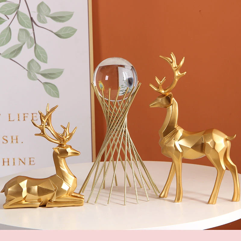 北欧几何麋鹿现代简约居家摆件玄关电视柜酒柜客厅装摆件轻奢