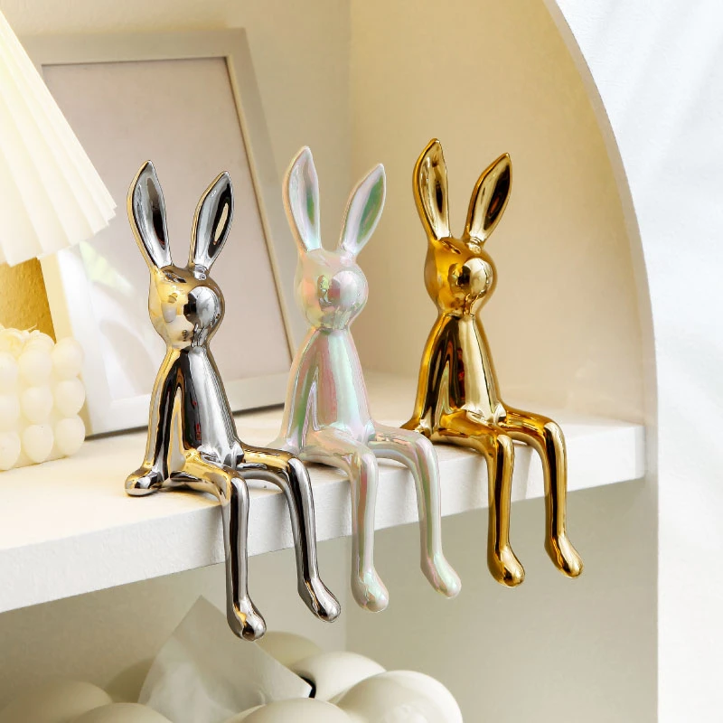 酒柜电视柜装饰品轻奢玄关简约创意可爱长耳兔高档客厅兔子摆件