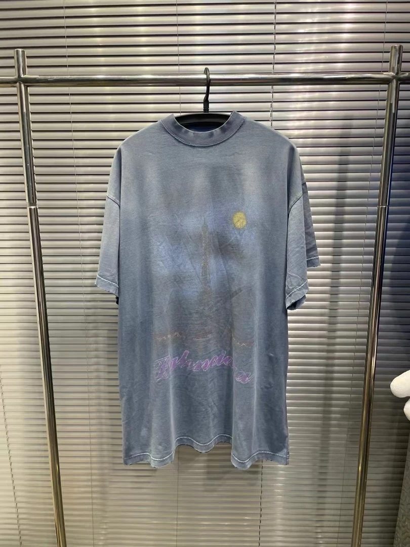 Balenciaga 2024ss爆款铁塔做旧破坏短袖2号/平台4939/全新