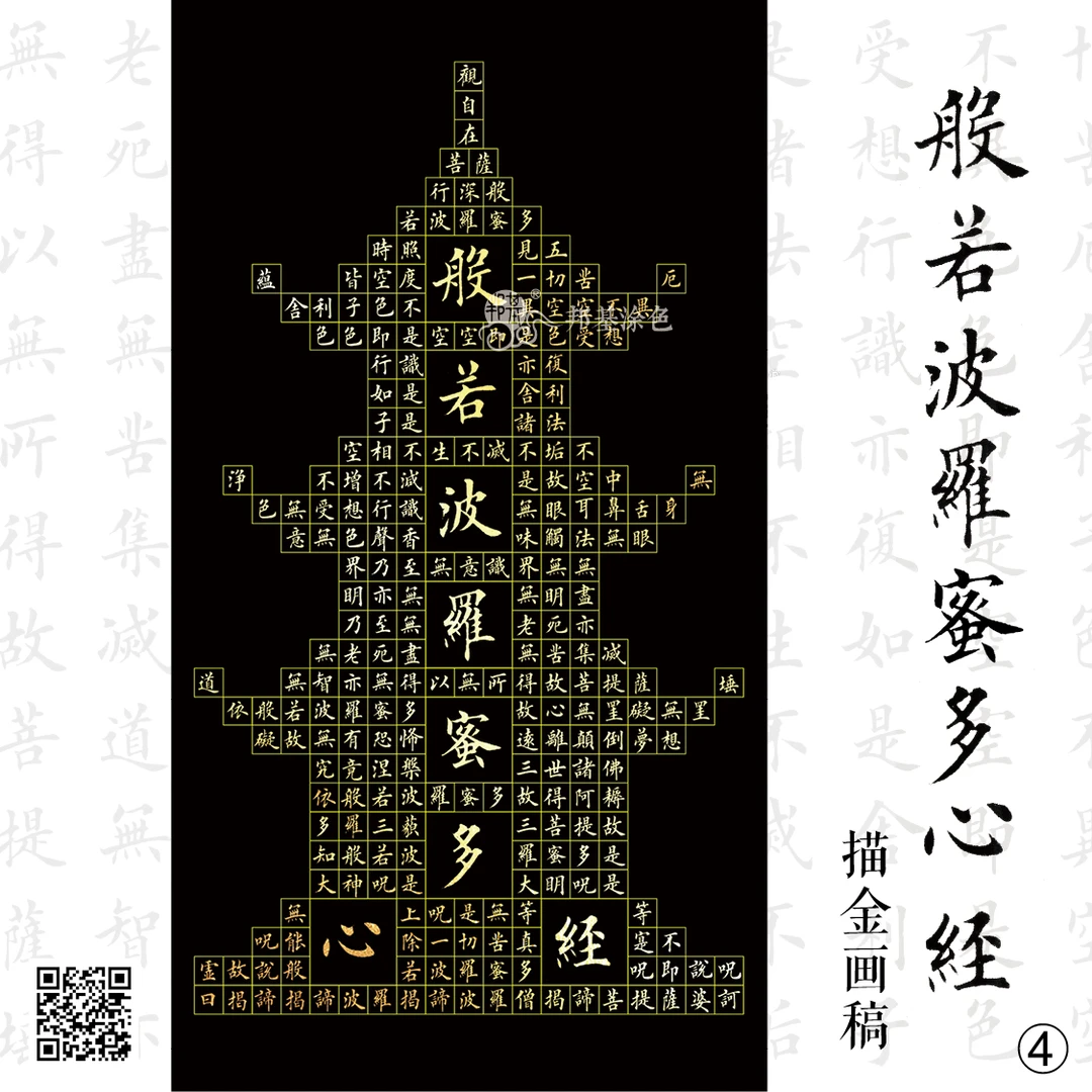般若波罗蜜多心经 汉字版唐卡描金 DIY手绘自己画唐卡 装饰画