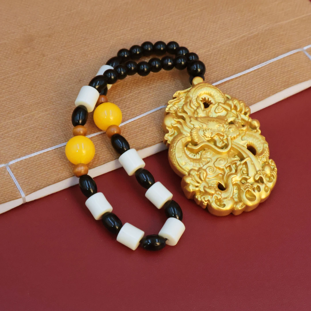 黄铜龙牌手把件随身盘玩创意文玩铜吊坠吉祥汽车挂件龙吊坠