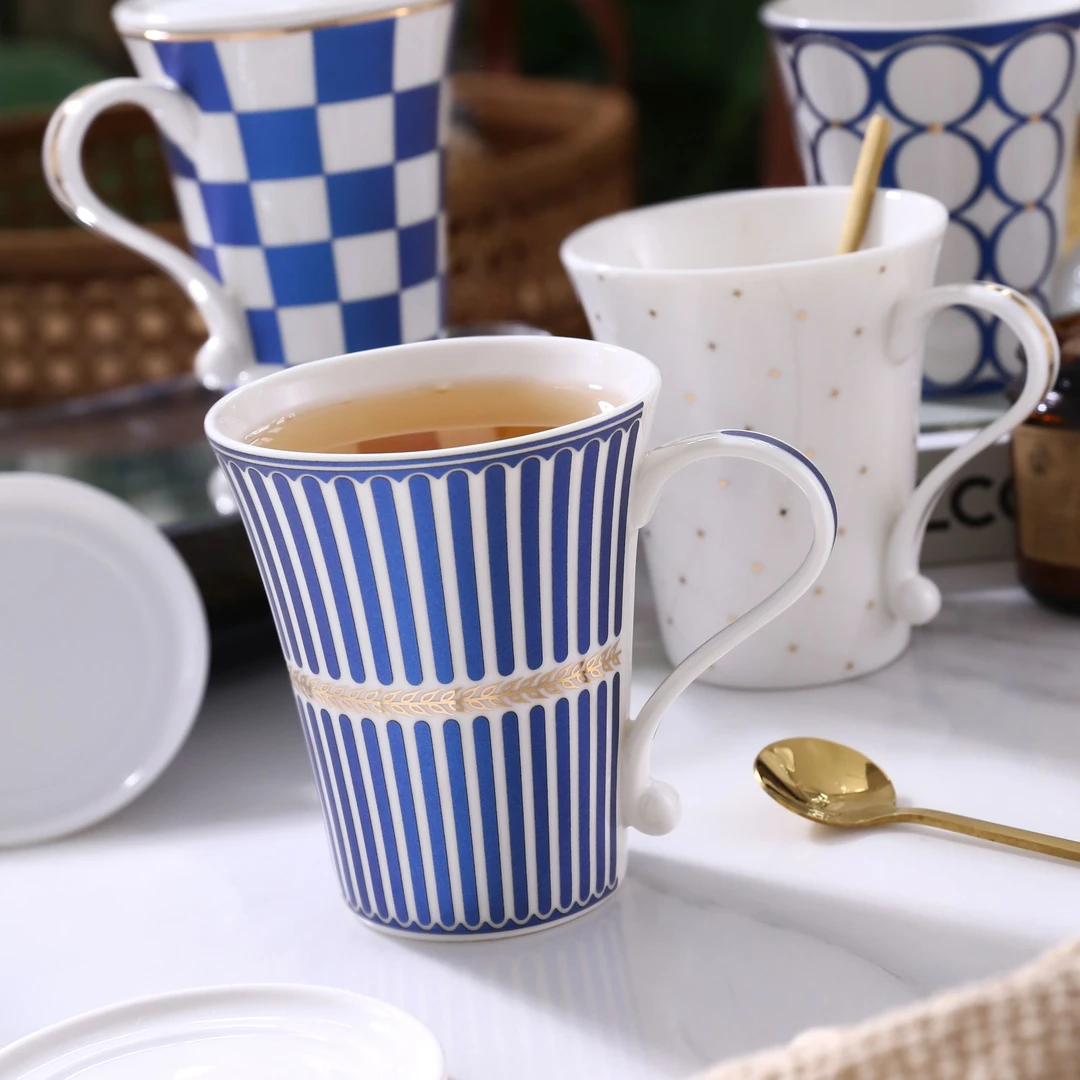 轻奢北欧风创意马克杯情侣家用简约喝水杯茶杯欧式复古随手马克杯