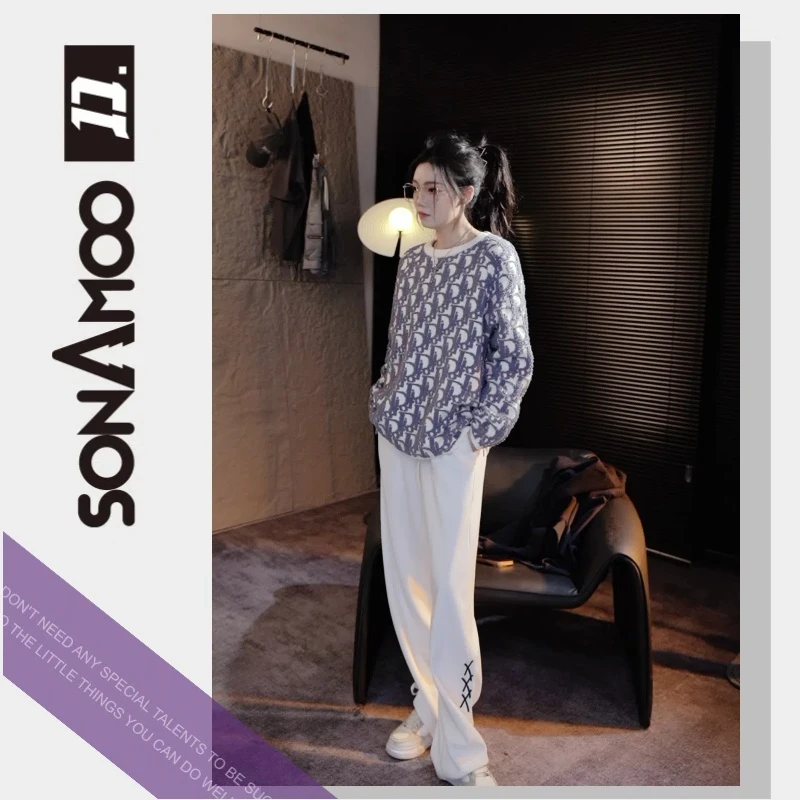 【西西】同款定制满身提花毛衣4324