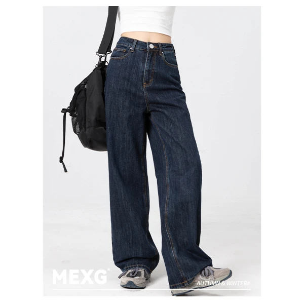 MEXGSAY NO系列直筒贴标夏季女款牛仔裤显瘦休闲百搭长裤潮