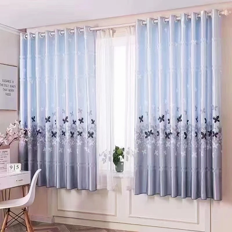 【全套送杆】便宜简约现代半遮光隔热窗帘租房客厅卧室阳台飘窗帘