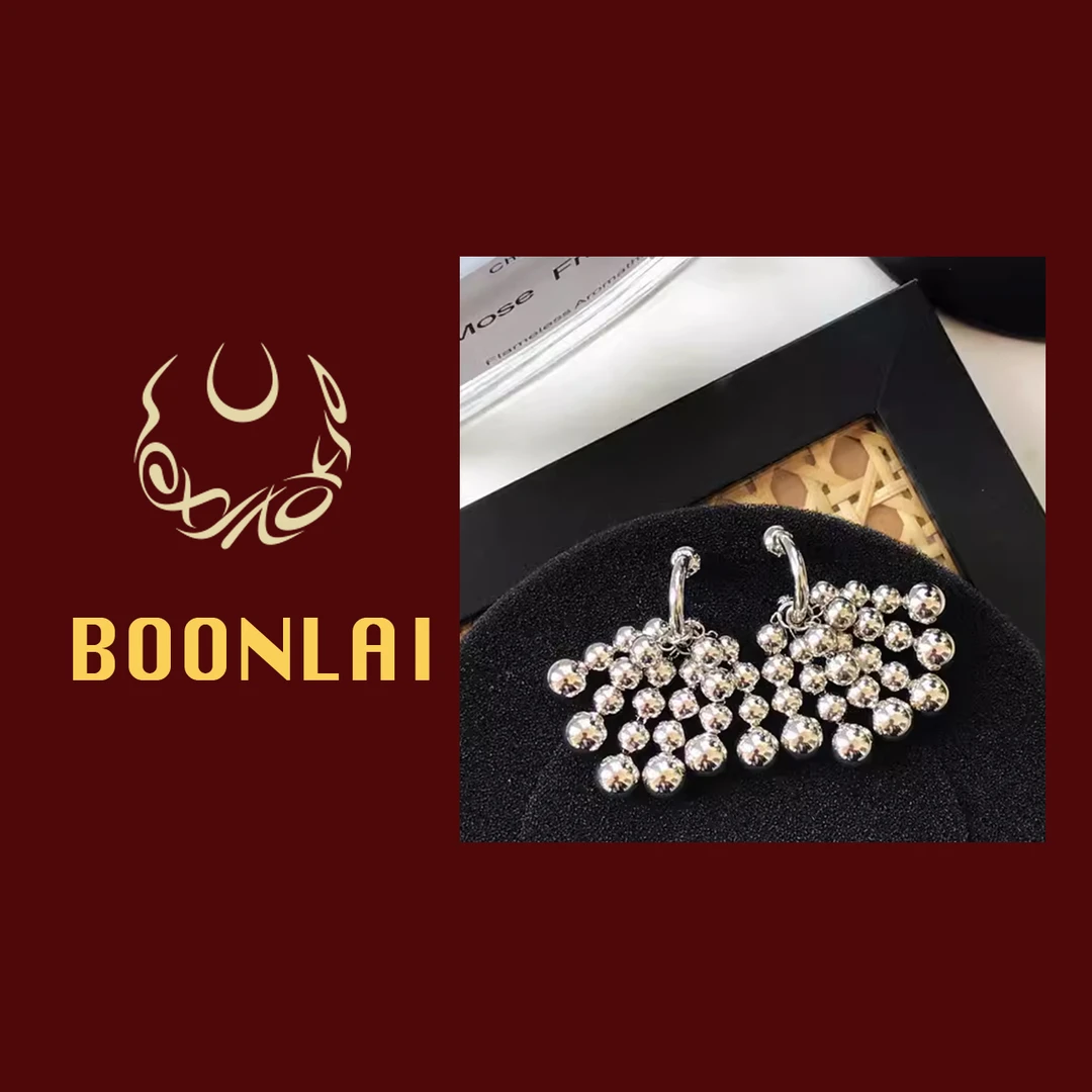 铜合金耳饰 Boonlai 银色球球流苏造型耳环1500