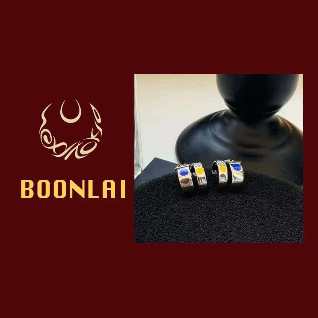 铜合金莫桑石耳饰 Boonlai 金属滴釉镶钻J耳环1740