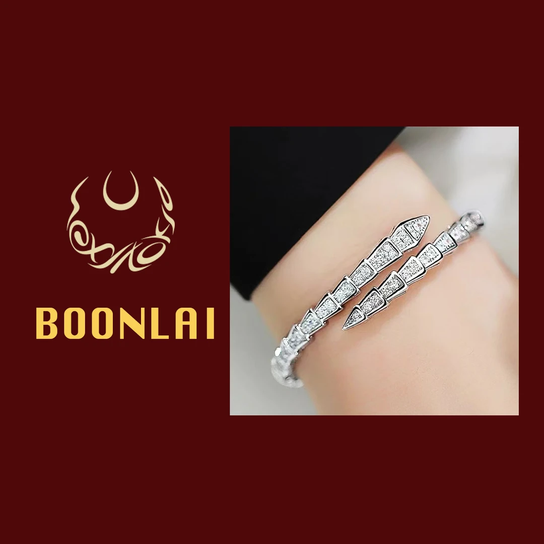铜合金手镯 Boonlai 镶钻满钻蛇形手镯1455