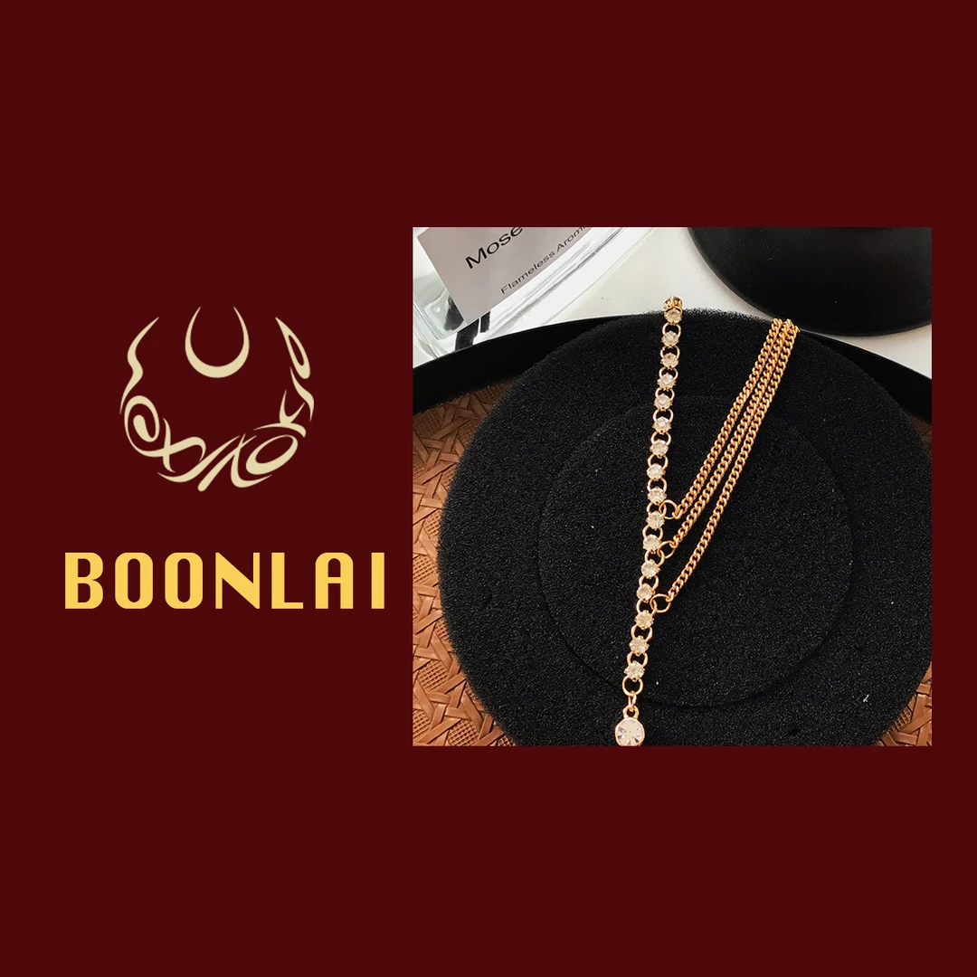 铜合金莫桑石项链 Boonlai 金色镶钻时尚百搭气质B项链1466