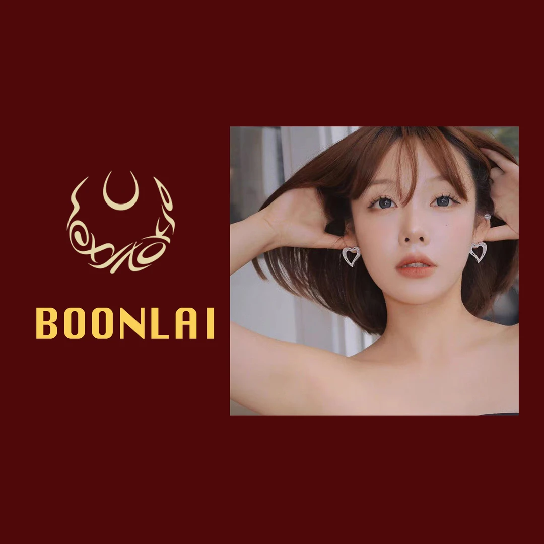 铜合金莫桑石耳饰 Boonlai 气质银色爱心耳环05