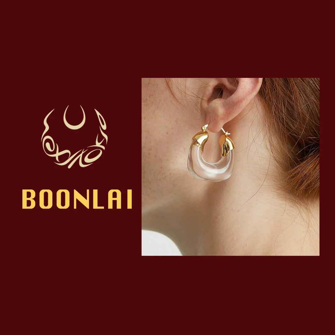 铜合金耳饰 Boonlai 气质时尚包包造型透明B耳环1408