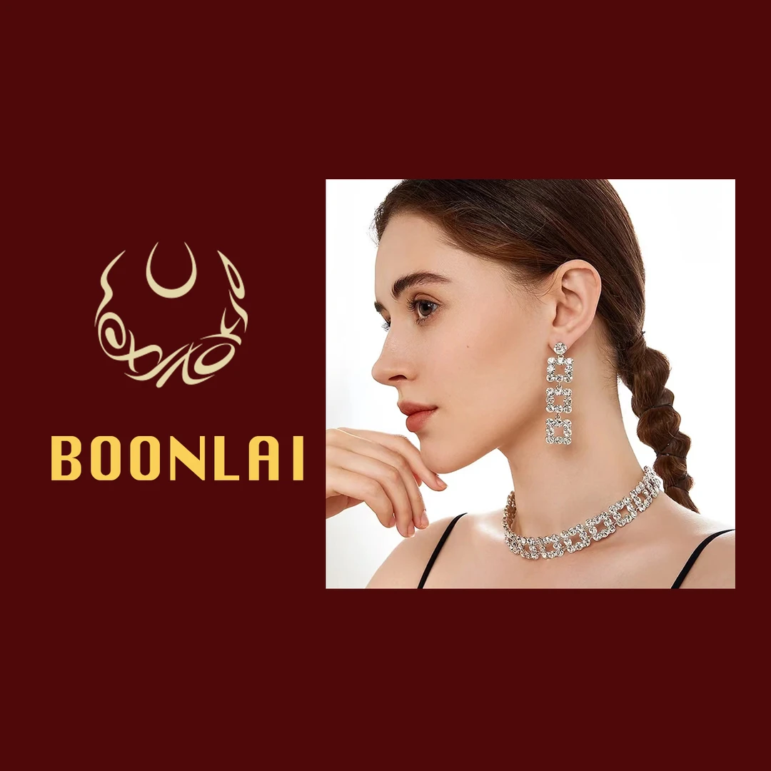 铜合金莫桑石耳饰 Boonlai 时尚轻奢长款方形满钻耳环782