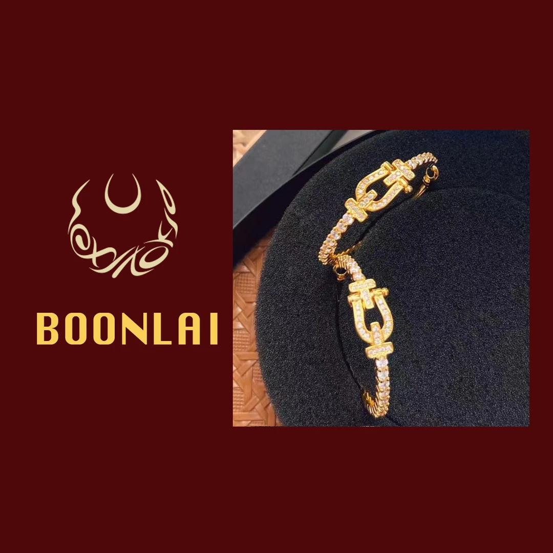 铜合金莫桑石耳饰 Boonlai 满钻金属马蹄J耳环1716