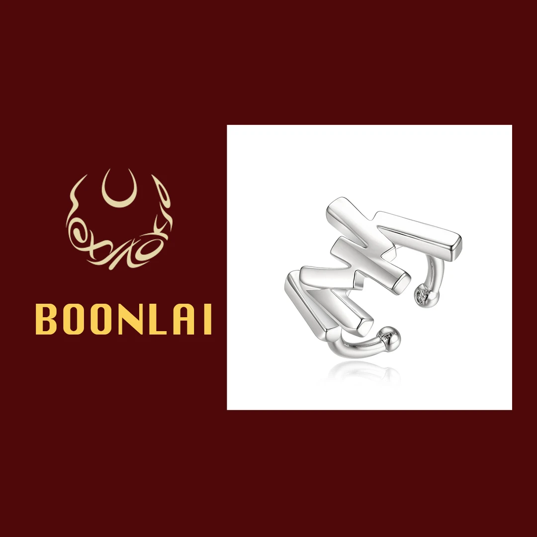 铜合金耳饰 Boonlai 欧美复古金属光面字母单只无耳洞A耳扣1310
